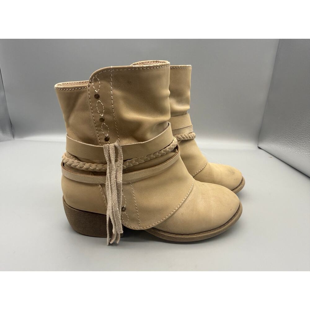 Jellypop Girls Harmony brown ankle boots, side zipper boho Toddler Size 12